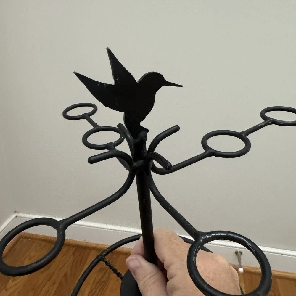 Black Metal Jewelry Organizer Cottage Core Incredible Tree Hummingbird Boho‎